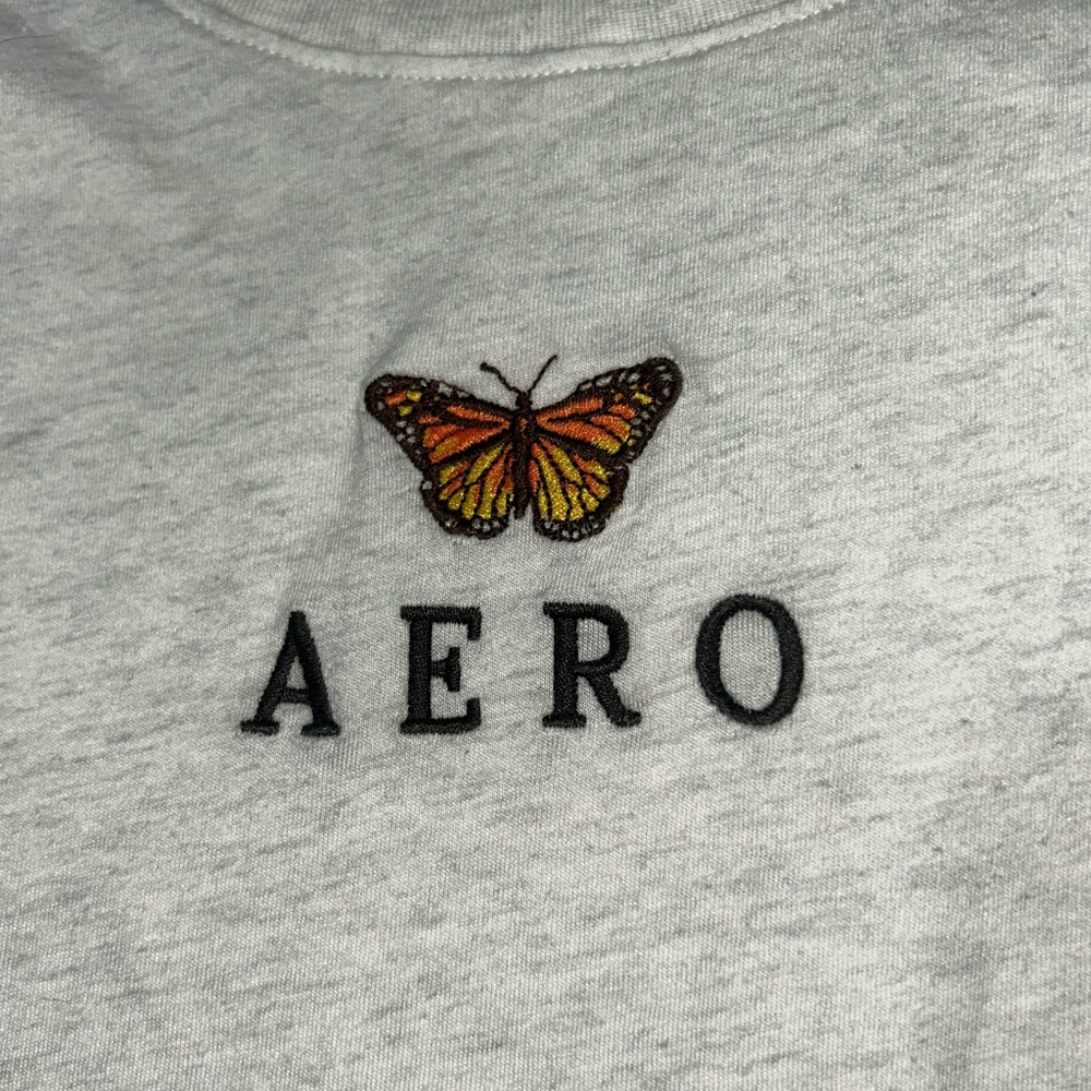 vintage Grey Aero embroidered butterfly teeshirt